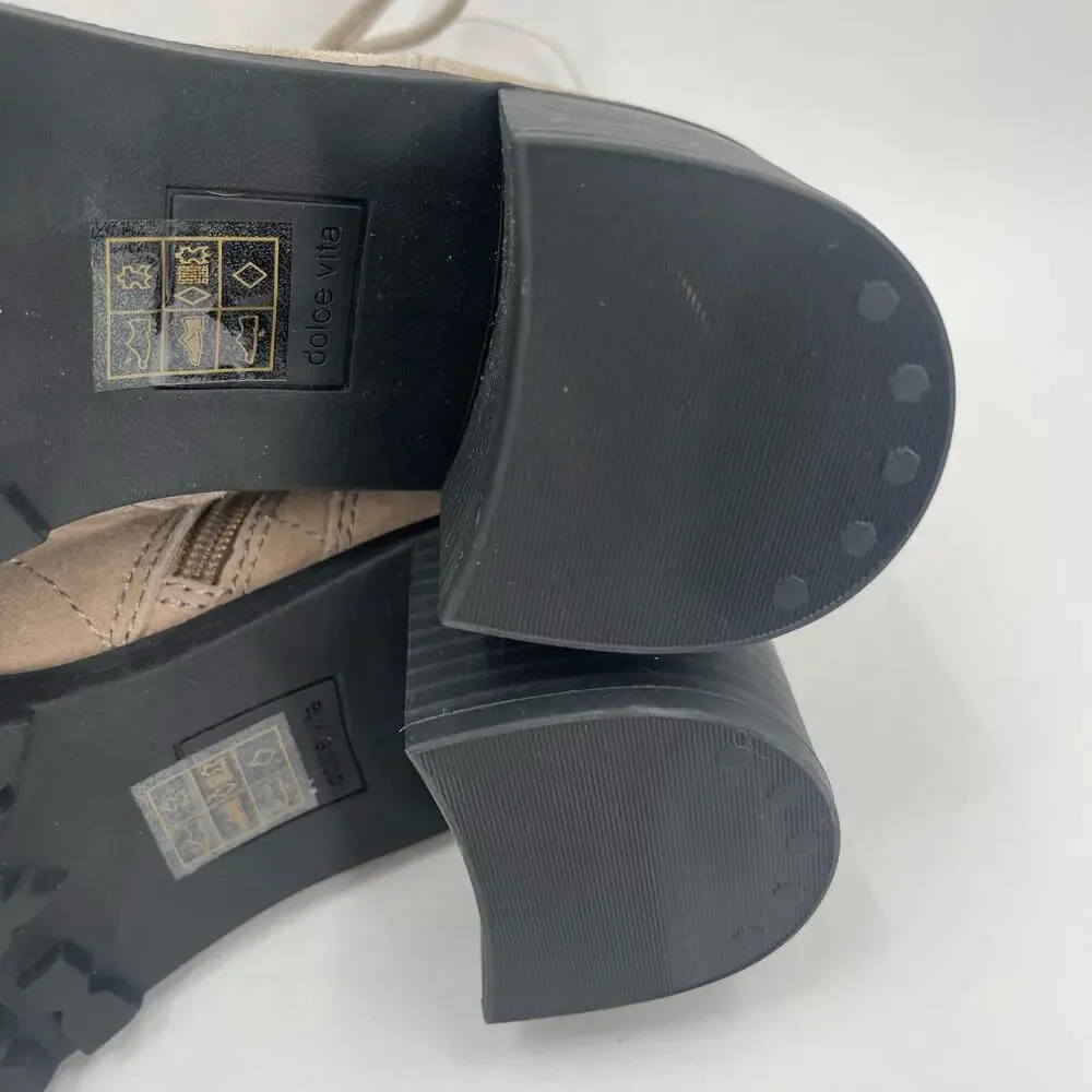 DOLCE VITA Nigel Boots Size 8 Lace Up Heels NEW Suede Leather Bootie Taupe NWOT - Picture 11 of 16